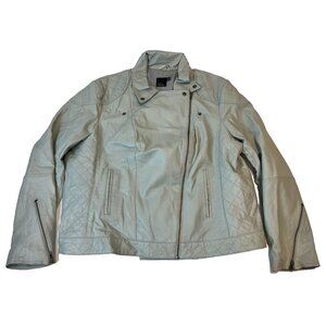 asos curve women's teal green leather jacket Size 22 US